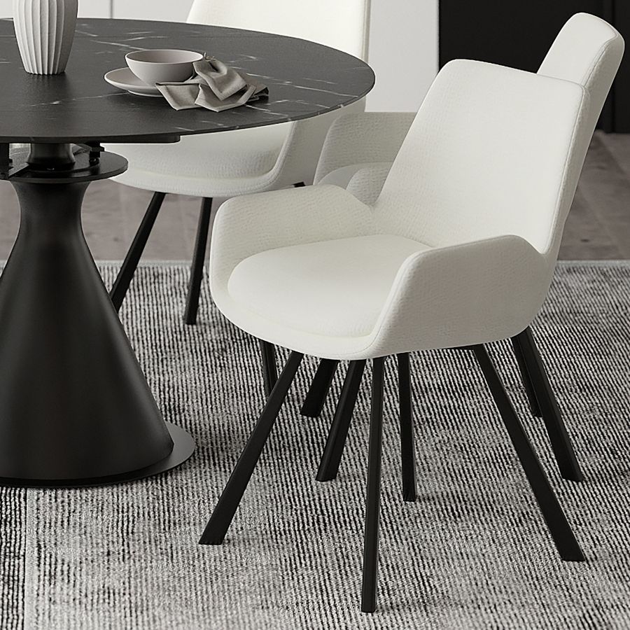 Signy Swivel Dining Chair, set of 2, in Ivory and Black - Image 8