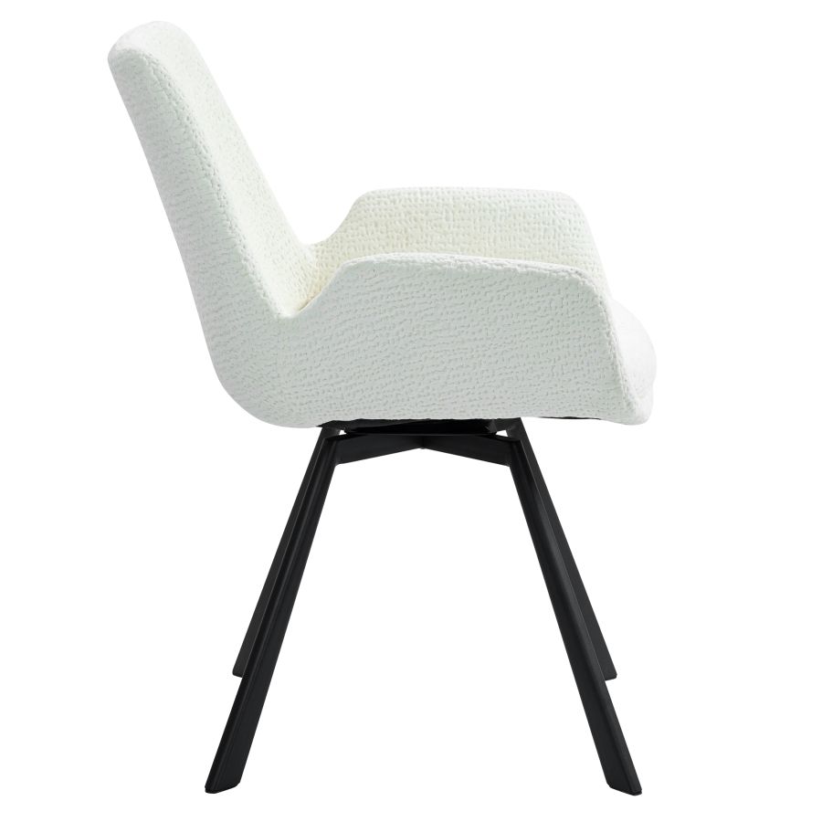 Signy Swivel Dining Chair, set of 2, in Ivory and Black - Image 6
