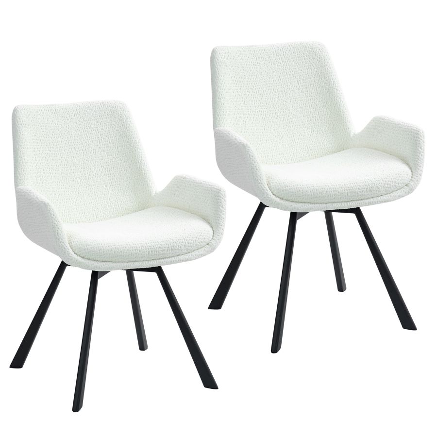 Signy Swivel Dining Chair, set of 2, in Ivory and Black - Image 3