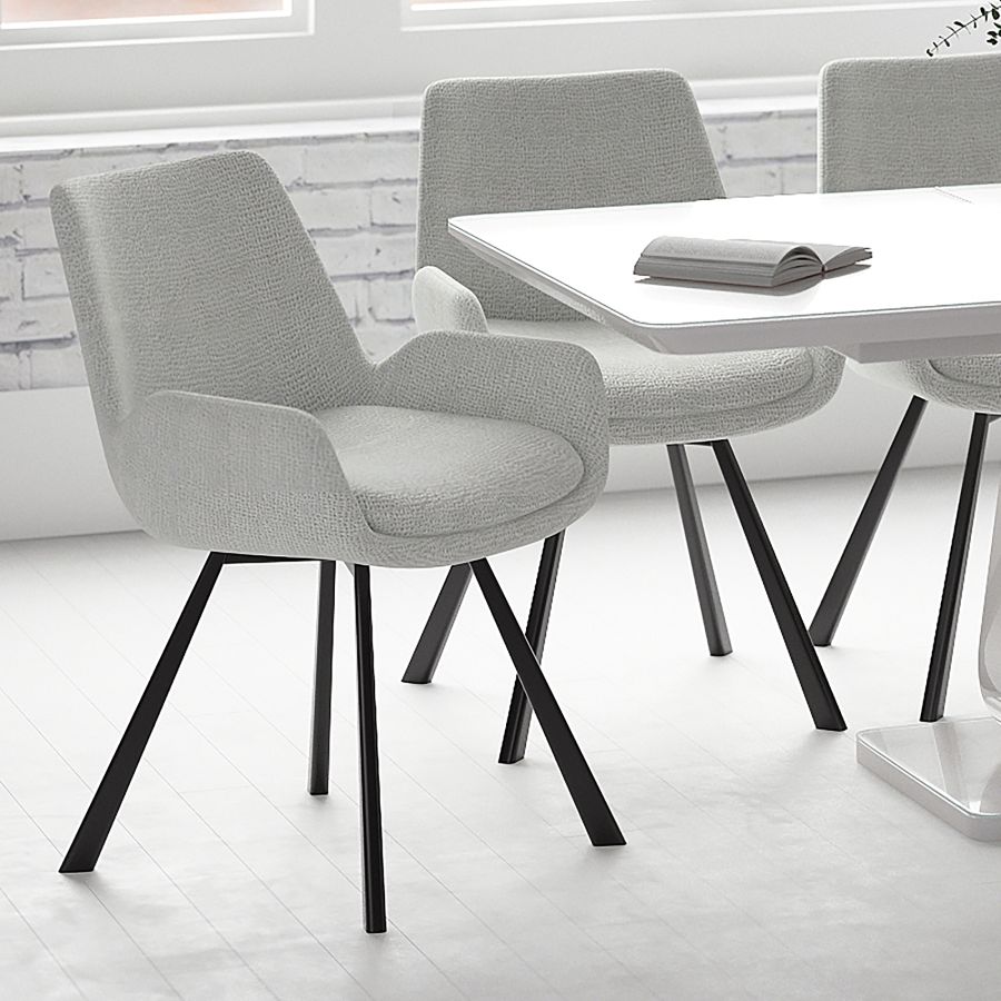 Signy Swivel Dining Chair, set of 2, in Light Grey and Black - Image 8