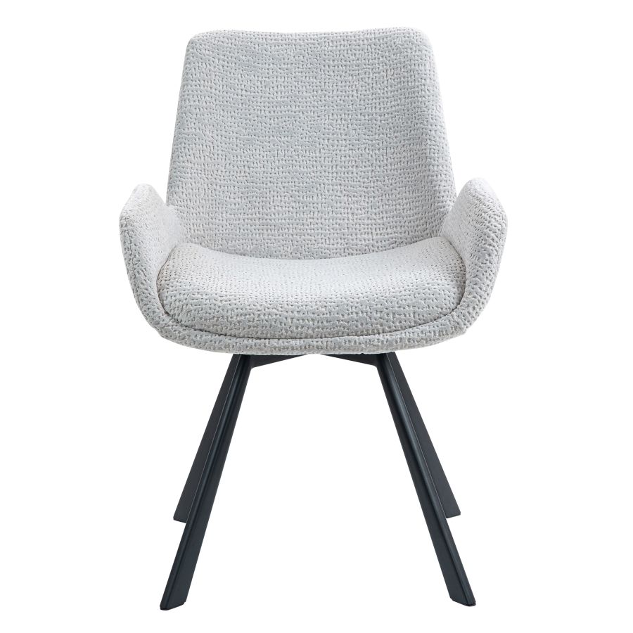 Signy Swivel Dining Chair, set of 2, in Light Grey and Black - Image 5