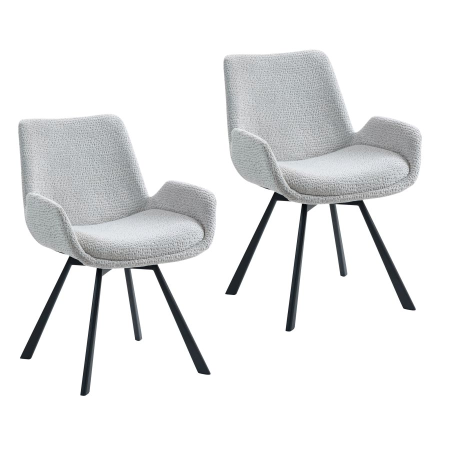 Signy Swivel Dining Chair, set of 2, in Light Grey and Black - Image 3
