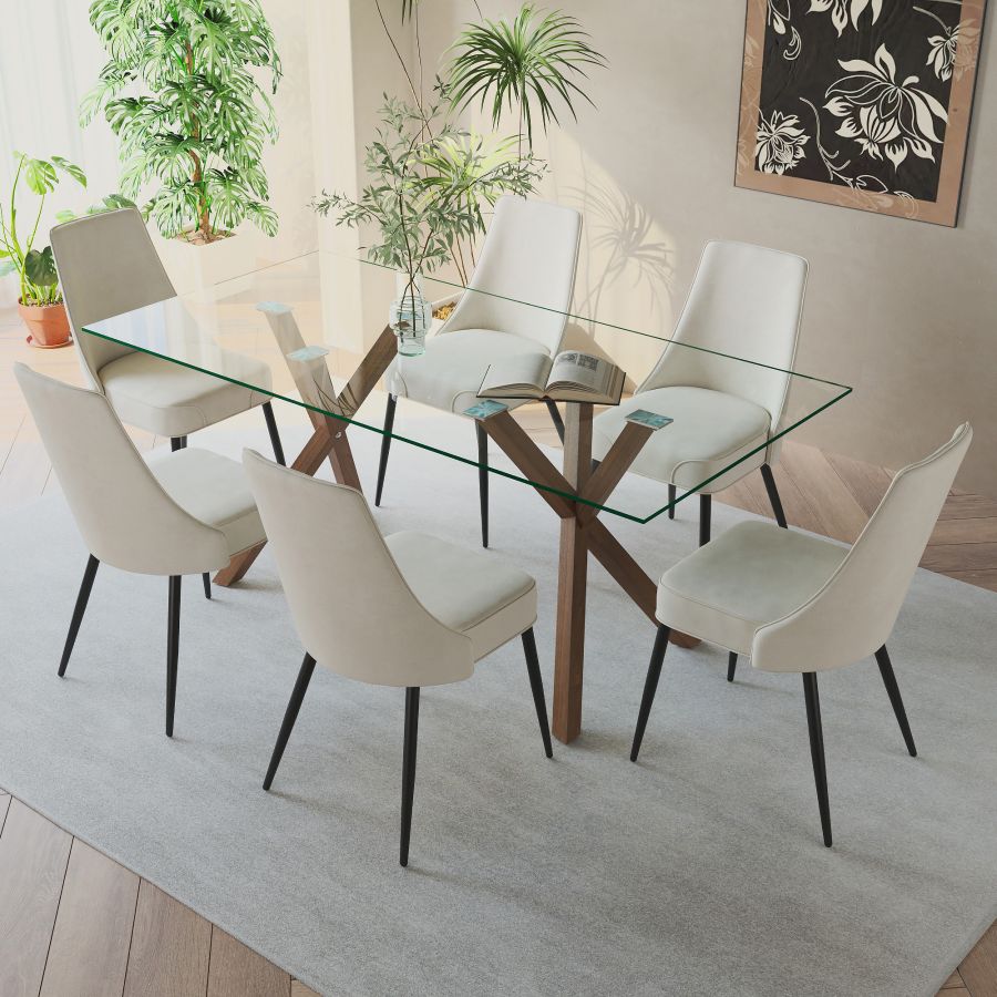 Koda Dining Chair, Fabric, set of 2, in Beige and Black - Image 8