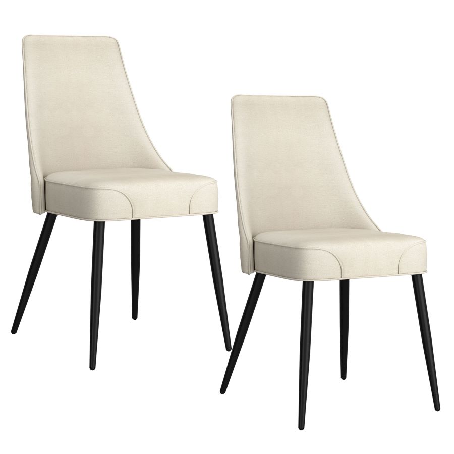 Koda Dining Chair, Fabric, set of 2, in Beige and Black - Image 3