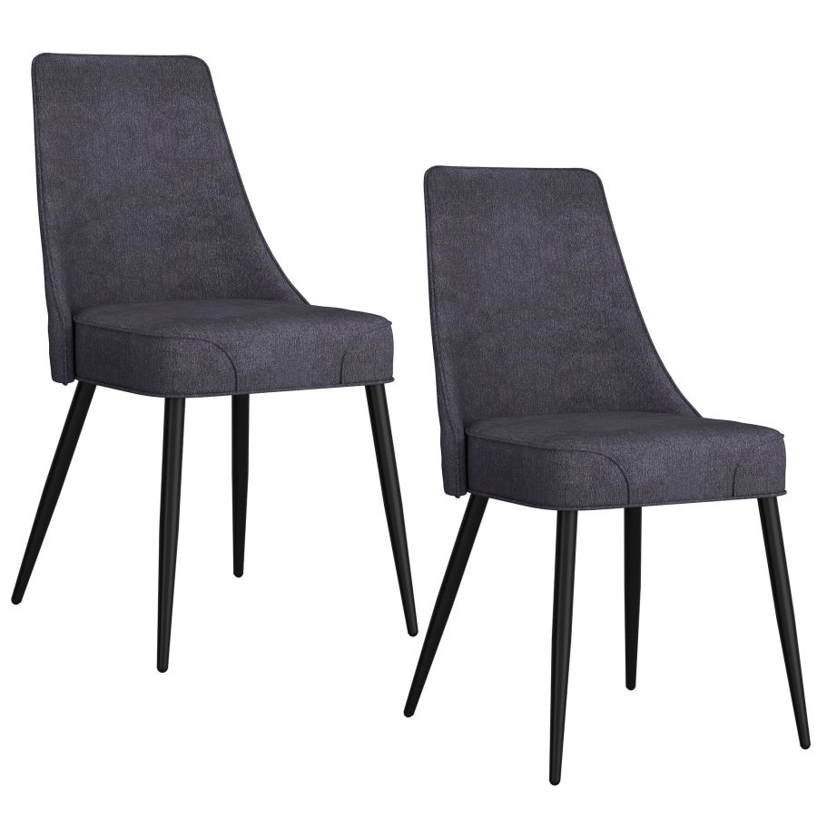 Koda Dining Chair, Fabric, set of 2, in Charcoal and Black - Image 3