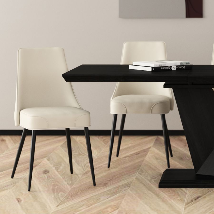 Koda Dining Chair, Faux Leather, set of 2, in Beige and Black - Image 8