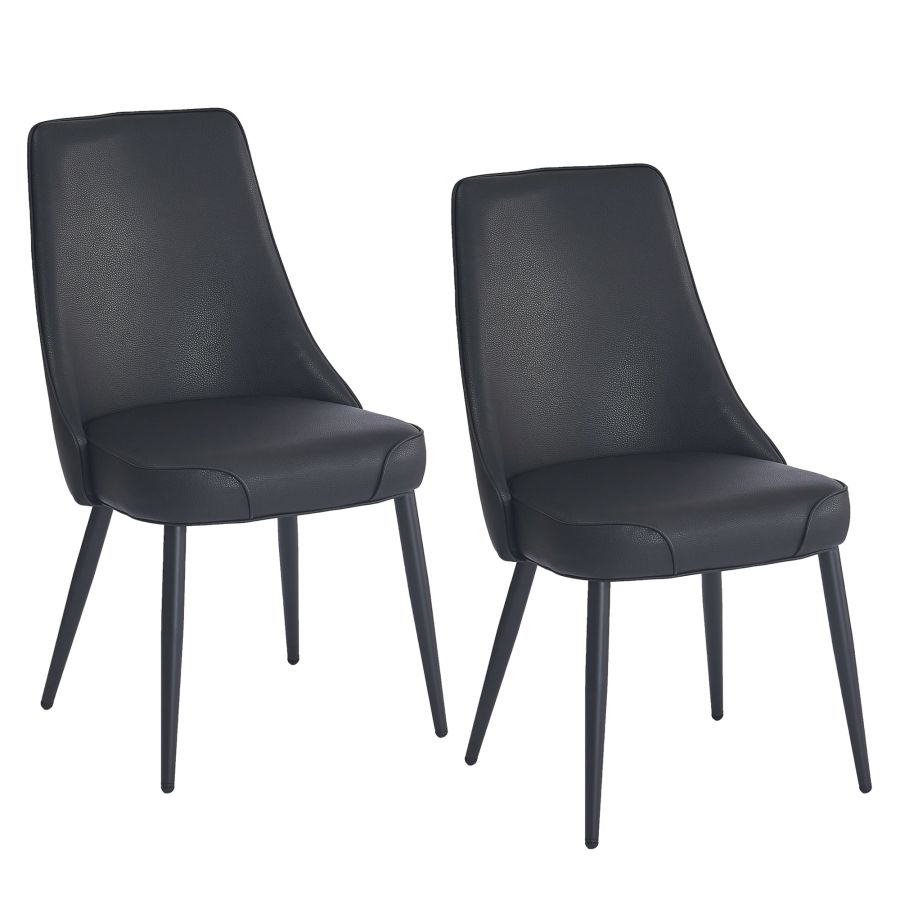 Koda Dining Chair, Faux Leather, set of 2, in Black - Image 3