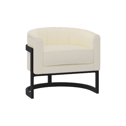 Zhuri Accent Chair in Ivory Boucle and Black