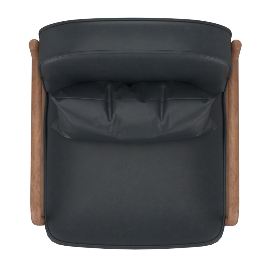 Fani Accent Chair, Faux Leather in Black and Walnut - Image 4