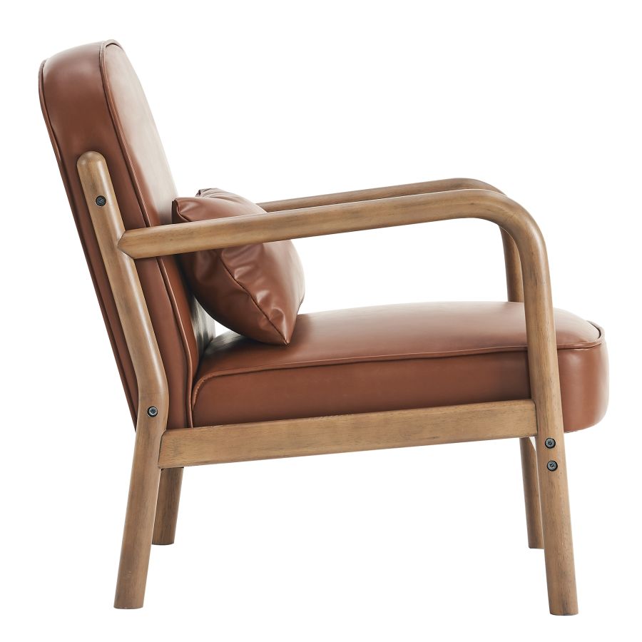 Fani Accent Chair, Faux Leather in Saddle and Walnut - Image 6