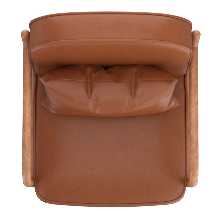 Fani Accent Chair, Faux Leather in Saddle and Walnut - Image 4