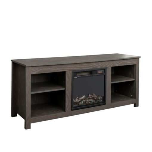 58" TV Stand with Fireplace, Grey