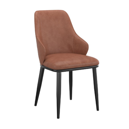 Kash Dining Chair, Faux Leather, set of 2, in Saddle and Black