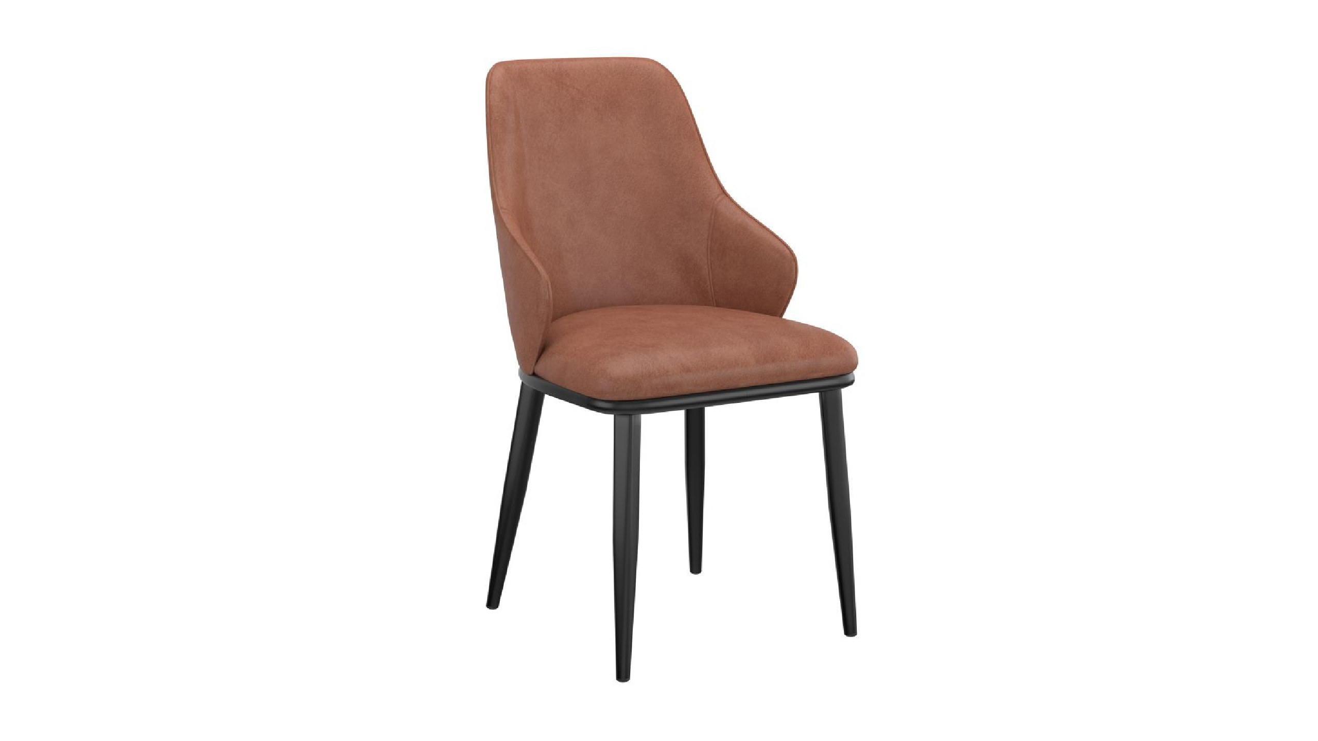 Kash Dining Chair, Faux Leather, set of 2, in Saddle and Black