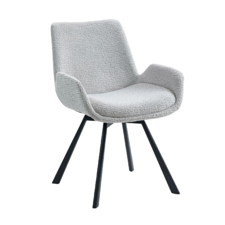 Signy Swivel Dining Chair, set of 2, in Light Grey and Black