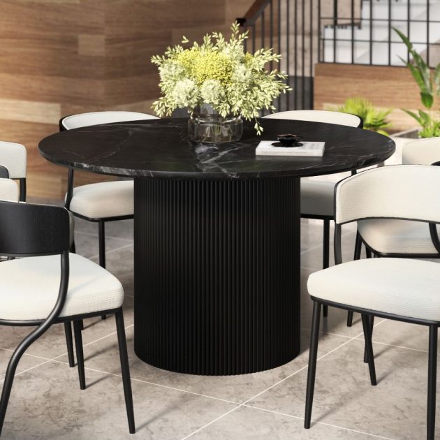 Jilsa Round Black Dining Table - Image 2