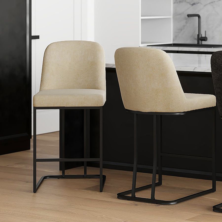Dario Beige Counter Stool 26" Set of 2 - Image 9