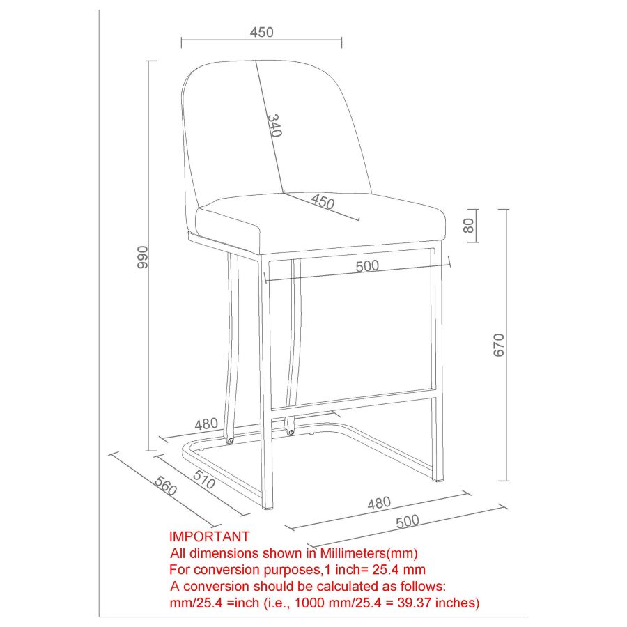 Dario Charcoal Counter Stool 26" Set of 2 - Image 2