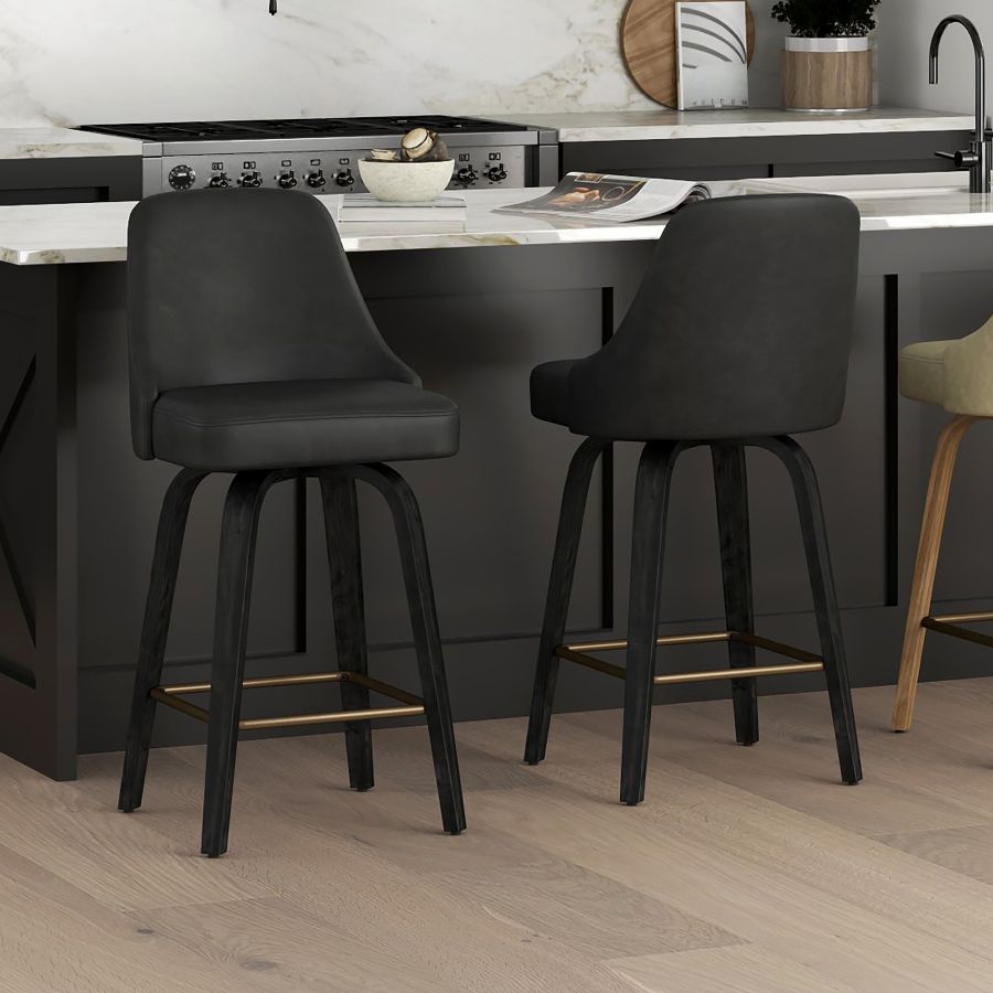 Oakley Charcoal & Black Counter Stool Set of 2 - Image 2