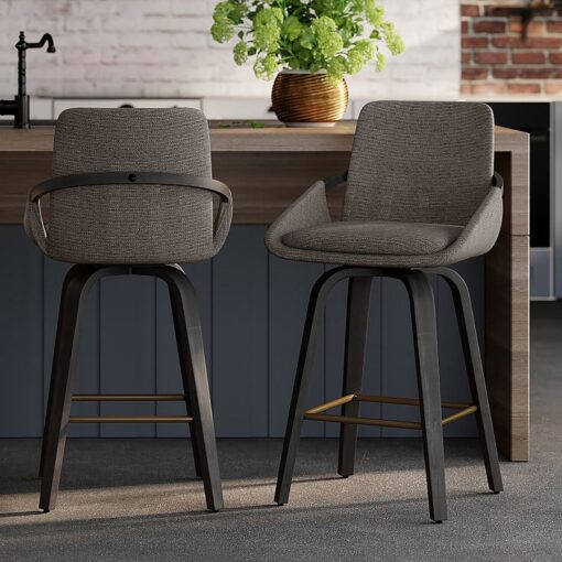 Alternative view of Parker Counter Stool Fabric & Black Set of 2