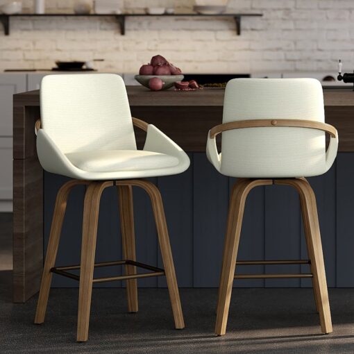 Alternative view of Parker Counter Stool Fabric & Whitewash Set of 2