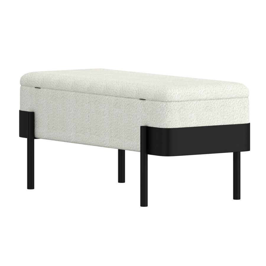 Odell Ivory & Black Storage Bench - Image 6