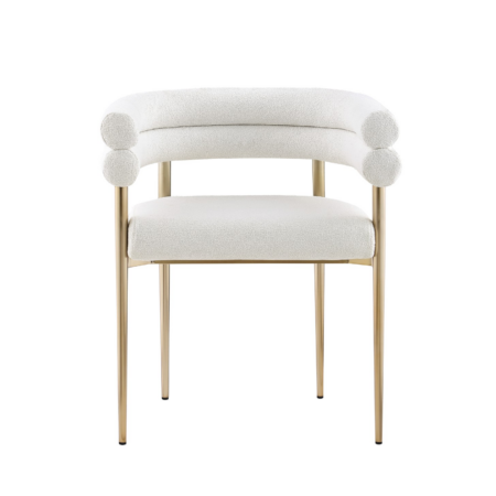 DINING CHAIR SET OF 2 - CREAM/GOLD