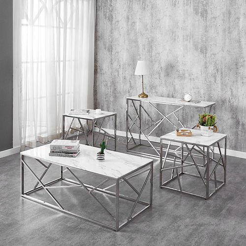 Silver Marble Coffee Table Set
