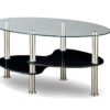 Glass Coffee Table with Glossy Black Shelf