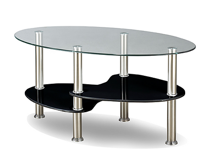 Glass Coffee Table with Glossy Black Shelf
