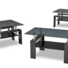 Smoked Glass Coffee Table Set with Black Accents
