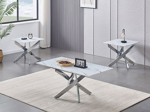 White Marble Coffee Table Set