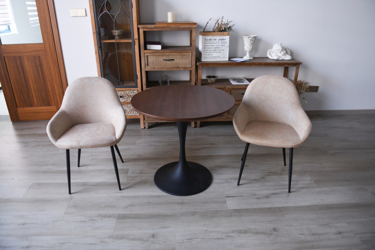DINING CHAIR SET OF 2 VINTAGE BEIGE - Image 2
