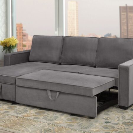 Sofa Bed with Storage Chaise – Beige