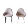 DINING CHAIR SET OF 2 VINTAGE BEIGE