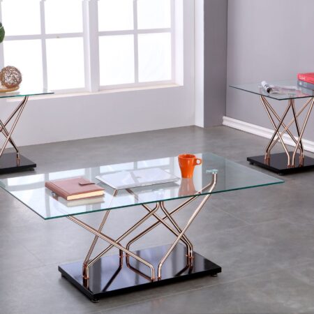Alternative view of 3-PIECE COFFEE TABLE SET - BLACK/ROSE GOLD