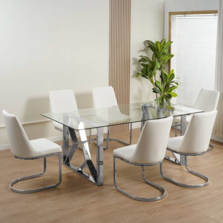 Grove White/Silver 7 Pcs dining Set