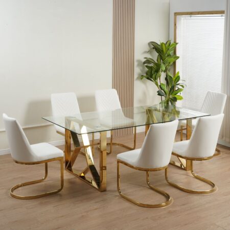 Grove White/Gold 7 Pcs dining Set