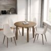 Conrad/Lyna 5pc Dining Set in Walnut with Beige Chair