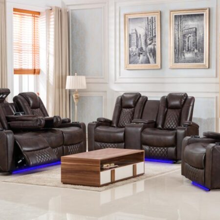 Party Time - brw leather Power recliner Sofa