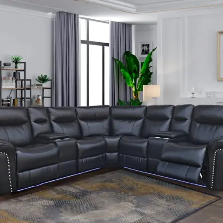 Alternative view of POWER RECLINER SECTIONAL- BLACK