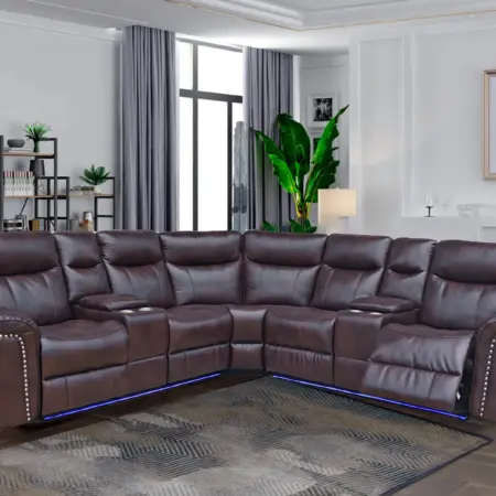 POWER RECLINER SECTIONAL- BROWN