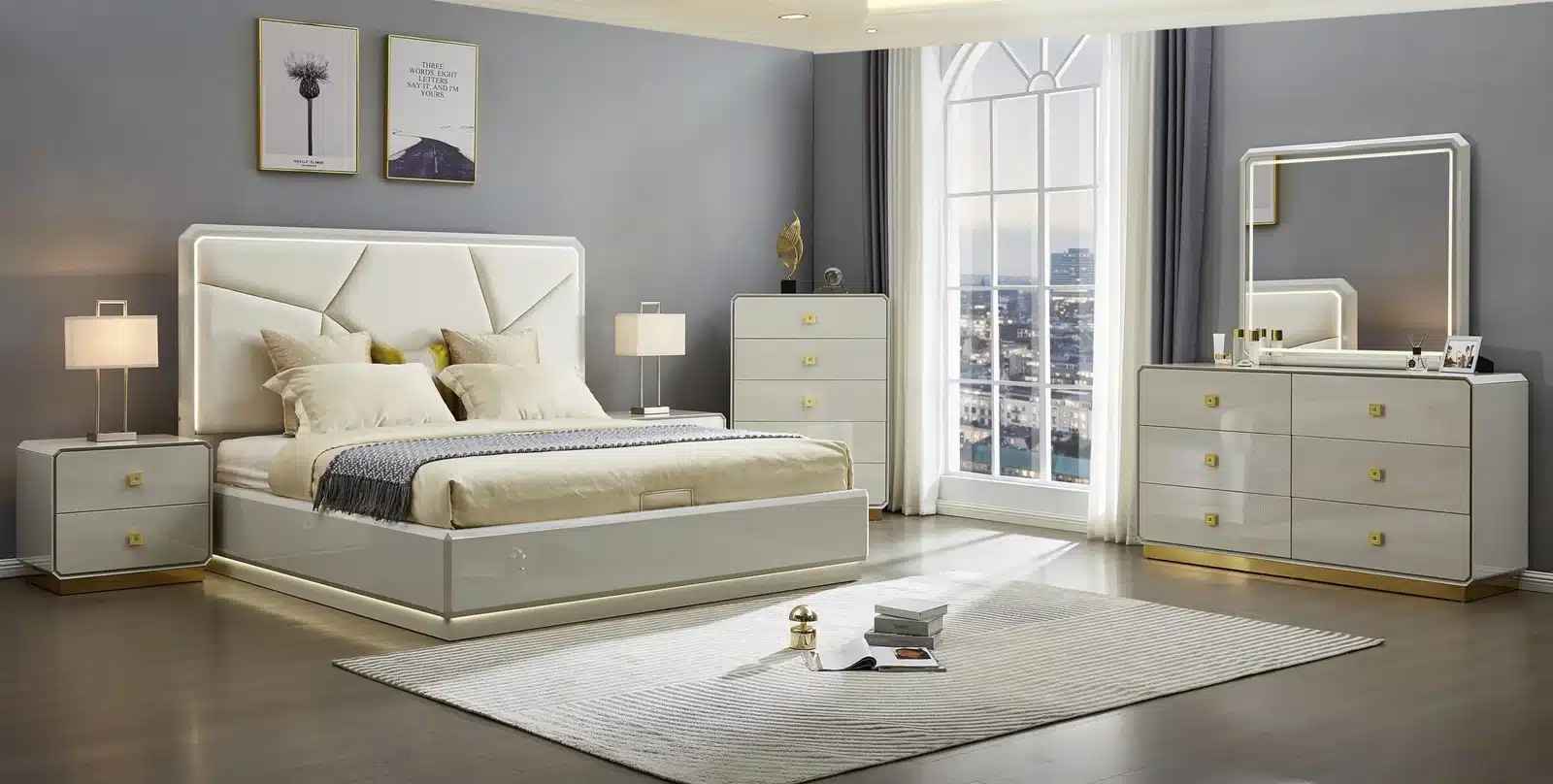 6PC QUEEN BEDROOM SET (BEIGE) - Image 8