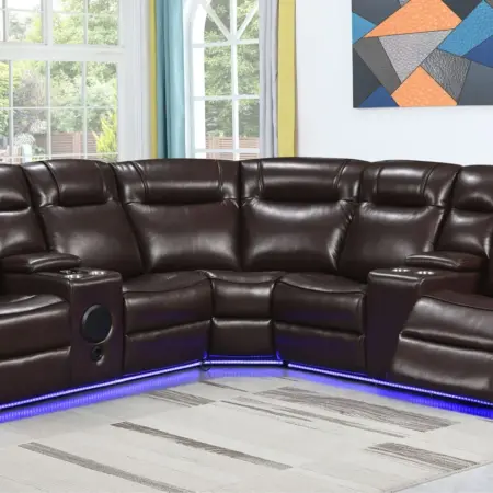 RECLINER-SECTIONAL- BROWN